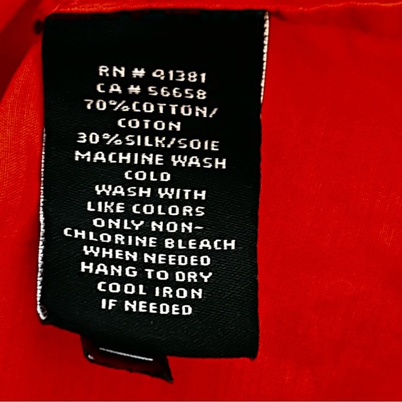 Lauren Ralph Lauren Orange Long Sleeve Cotton/Silk Button Down Shirt - Picture 5 of 8